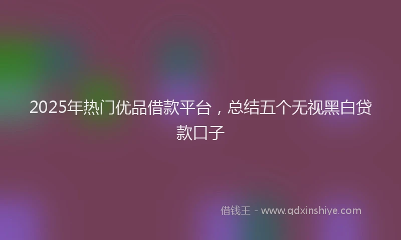 2025年热门优品借款平台，总结五个无视黑白贷款口子