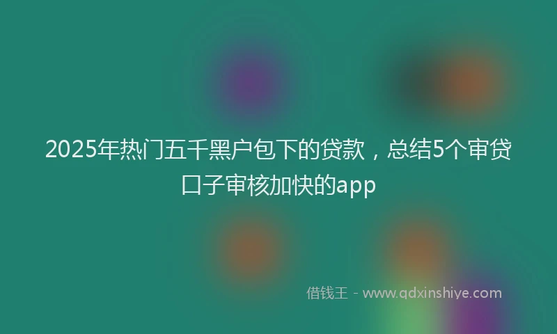 2025年热门五千黑户包下的贷款，总结5个审贷口子审核加快的app