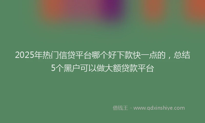 2025年热门信贷平台哪个好下款快一点的，总结5个黑户可以做大额贷款平台