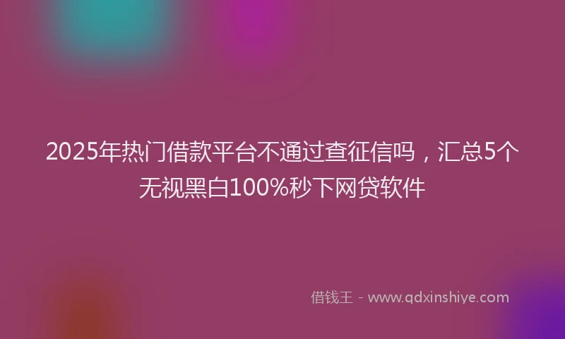 2025年热门借款平台不通过查征信吗，汇总5个无视黑白100%秒下网贷软件