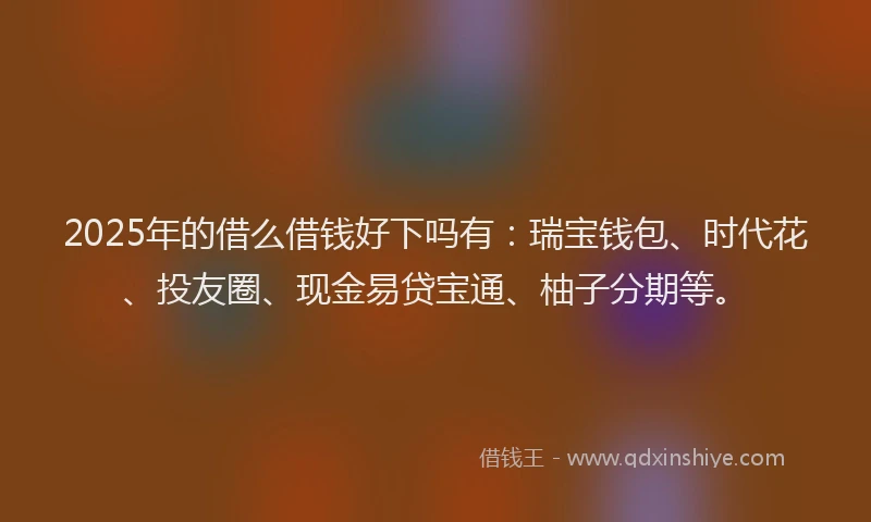 2025年的借么借钱好下吗有：瑞宝钱包、时代花、投友圈、现金易贷宝通、柚子分期等。