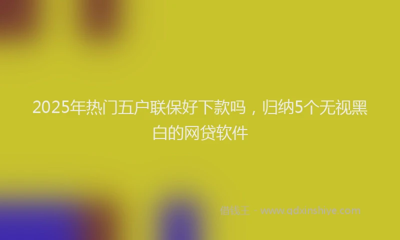 2025年热门五户联保好下款吗，归纳5个无视黑白的网贷软件