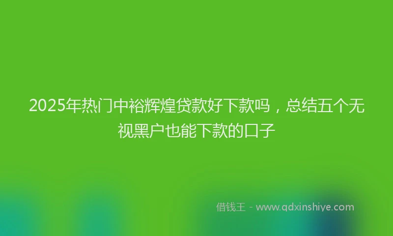 2025年热门中裕辉煌贷款好下款吗，总结五个无视黑户也能下款的口子