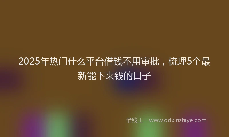2025年热门什么平台借钱不用审批，梳理5个最新能下来钱的口子