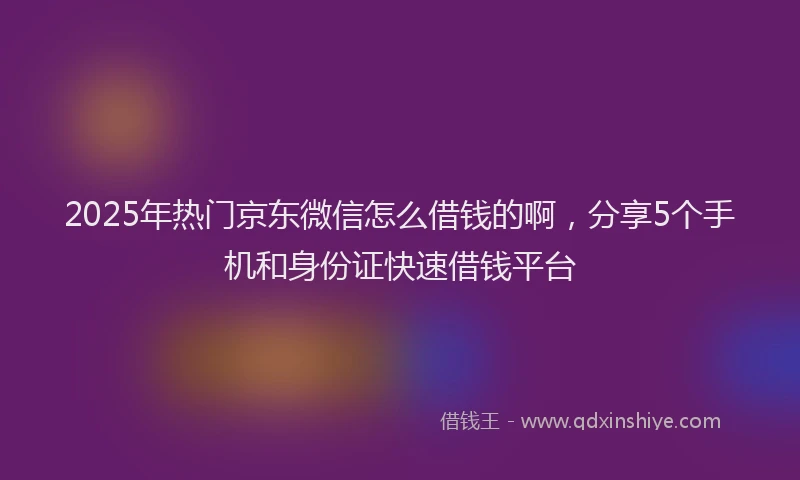 2025年热门京东微信怎么借钱的啊，分享5个手机和身份证快速借钱平台