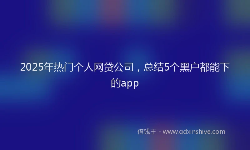 2025年热门个人网贷公司，总结5个黑户都能下的app