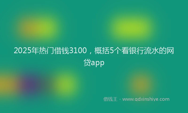 2025年热门借钱3100，概括5个看银行流水的网贷app