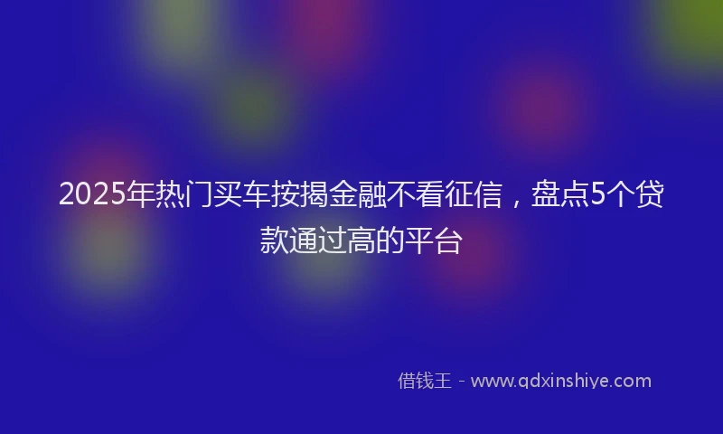 2025年热门买车按揭金融不看征信，盘点5个贷款通过高的平台