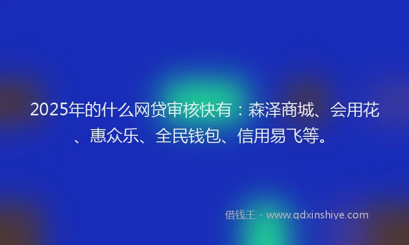 2025年的什么网贷审核快有：森泽商城、会用花、惠众乐、全民钱包、信用易飞等。