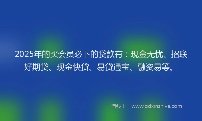 2025年的买会员必下的贷款有：现金无忧、招联好期贷、现金快贷、易贷通宝、融资易等。