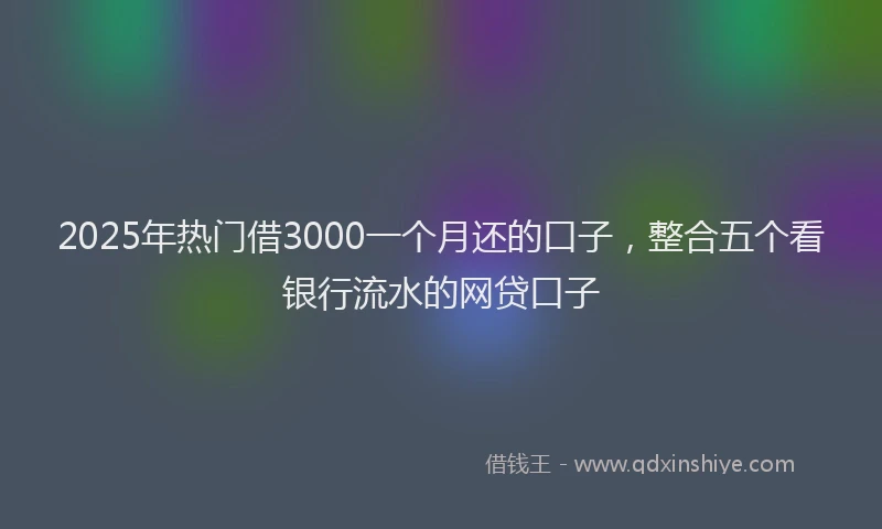 2025年热门借3000一个月还的口子，整合五个看银行流水的网贷口子