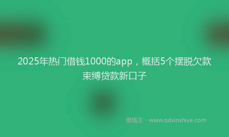 2025年热门借钱1000的app，概括5个摆脱欠款束缚贷款新口子