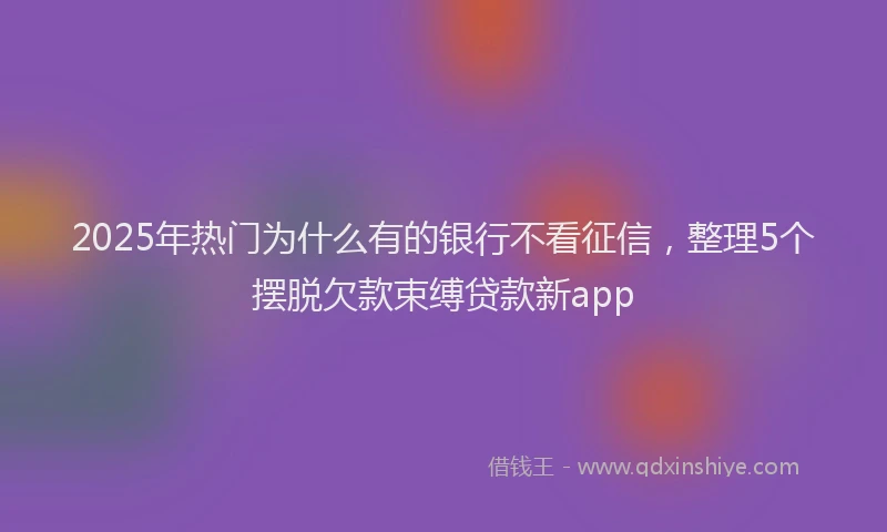 2025年热门为什么有的银行不看征信，整理5个摆脱欠款束缚贷款新app