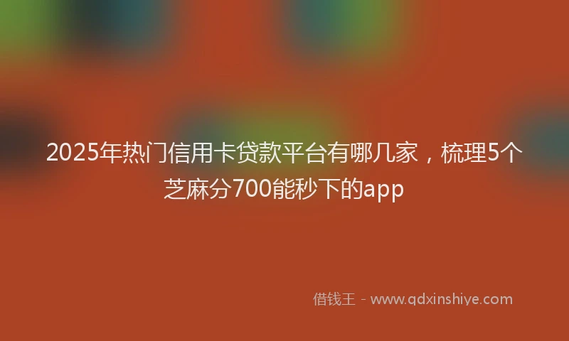 2025年热门信用卡贷款平台有哪几家，梳理5个芝麻分700能秒下的app