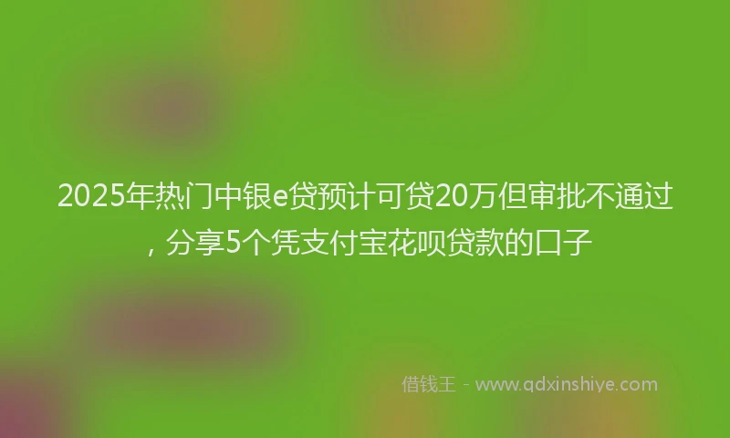 2025年热门中银e贷预计可贷20万但审批不通过，分享5个凭支付宝花呗贷款的口子