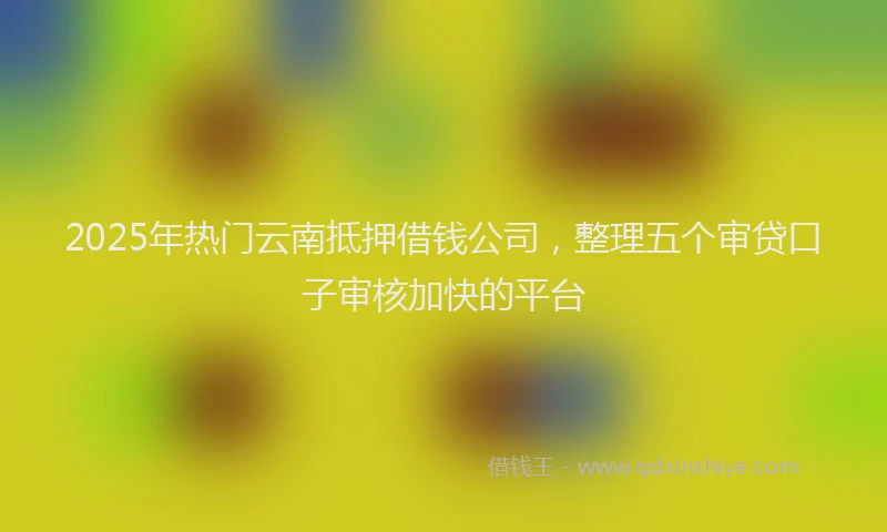 2025年热门云南抵押借钱公司，整理五个审贷口子审核加快的平台
