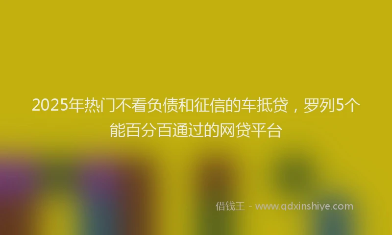 2025年热门不看负债和征信的车抵贷，罗列5个能百分百通过的网贷平台