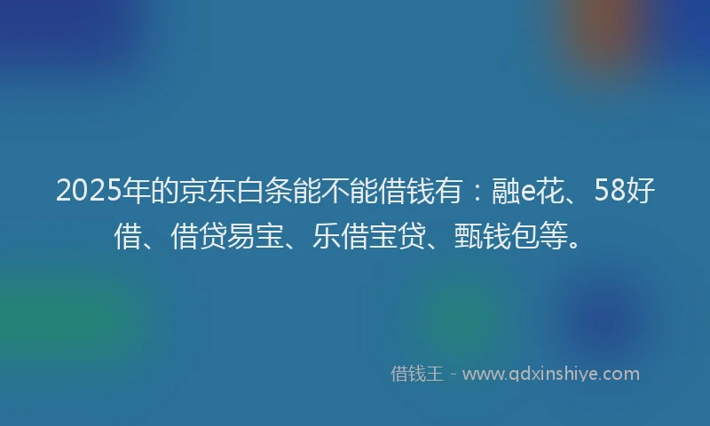 2025年的京东白条能不能借钱有：融e花、58好借、借贷易宝、乐借宝贷、甄钱包等。