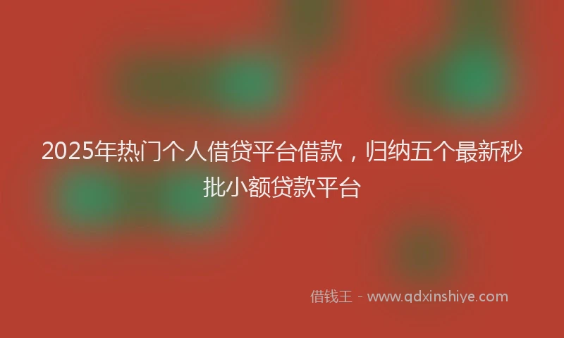 2025年热门个人借贷平台借款，归纳五个最新秒批小额贷款平台
