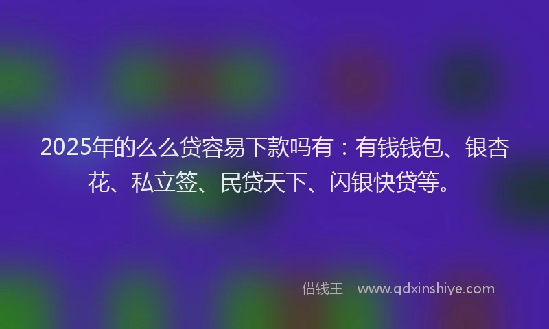 2025年的么么贷容易下款吗有：有钱钱包、银杏花、私立签、民贷天下、闪银快贷等。