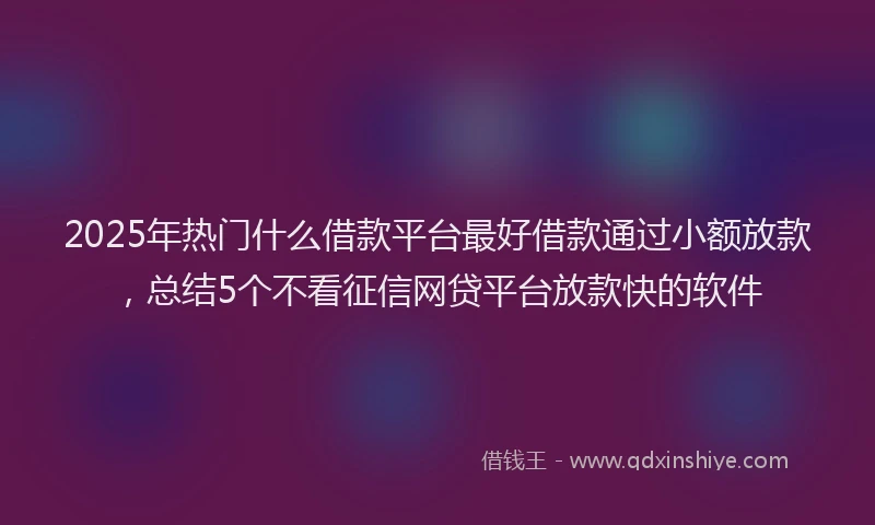 2025年热门什么借款平台最好借款通过小额放款，总结5个不看征信网贷平台放款快的软件