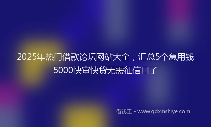 2025年热门借款论坛网站大全，汇总5个急用钱5000快审快贷无需征信口子