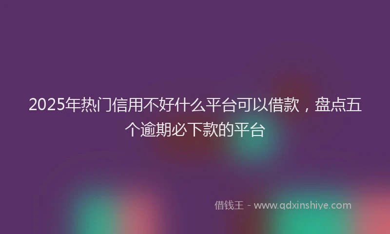 2025年热门信用不好什么平台可以借款，盘点五个逾期必下款的平台
