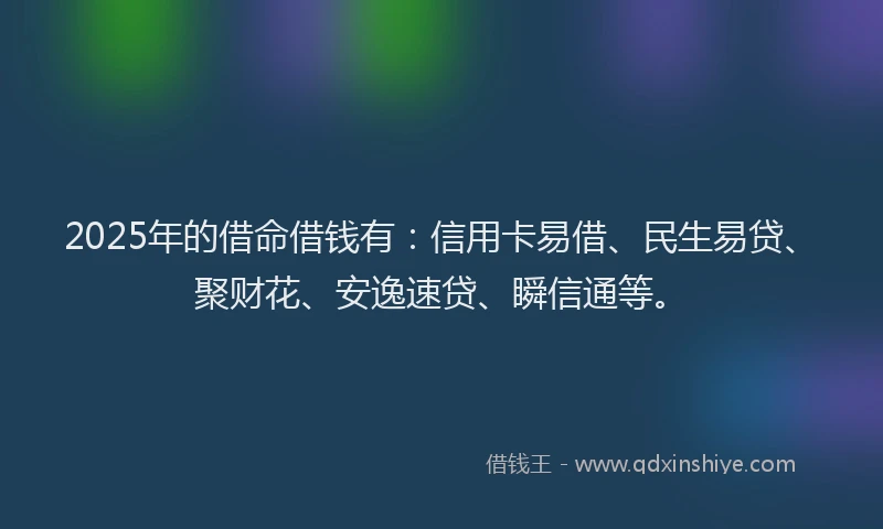 2025年的借命借钱有：信用卡易借、民生易贷、聚财花、安逸速贷、瞬信通等。