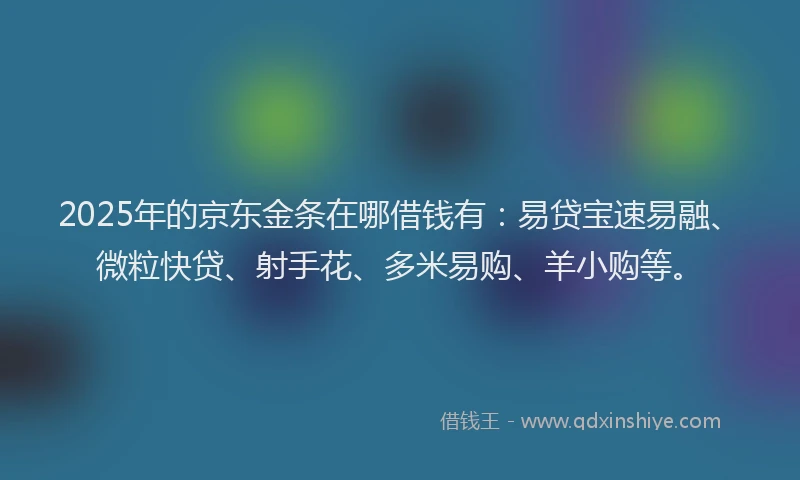 2025年的京东金条在哪借钱有：易贷宝速易融、微粒快贷、射手花、多米易购、羊小购等。