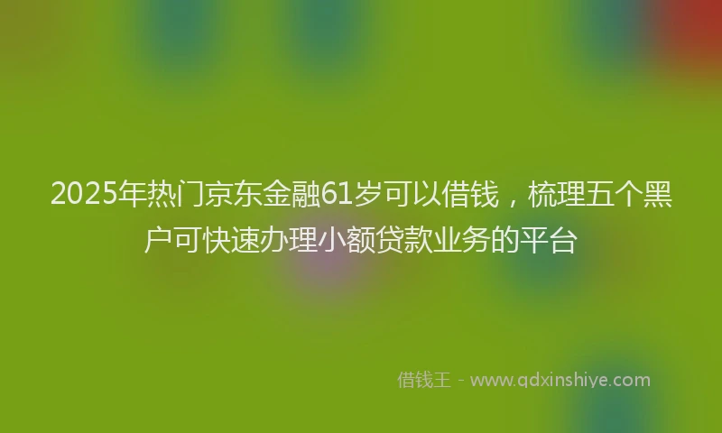 2025年热门京东金融61岁可以借钱，梳理五个黑户可快速办理小额贷款业务的平台