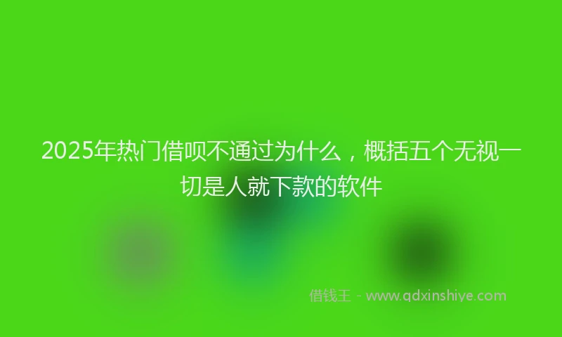 2025年热门借呗不通过为什么，概括五个无视一切是人就下款的软件