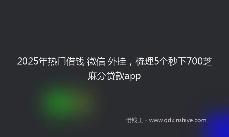 2025年热门借钱 微信 外挂，梳理5个秒下700芝麻分贷款app
