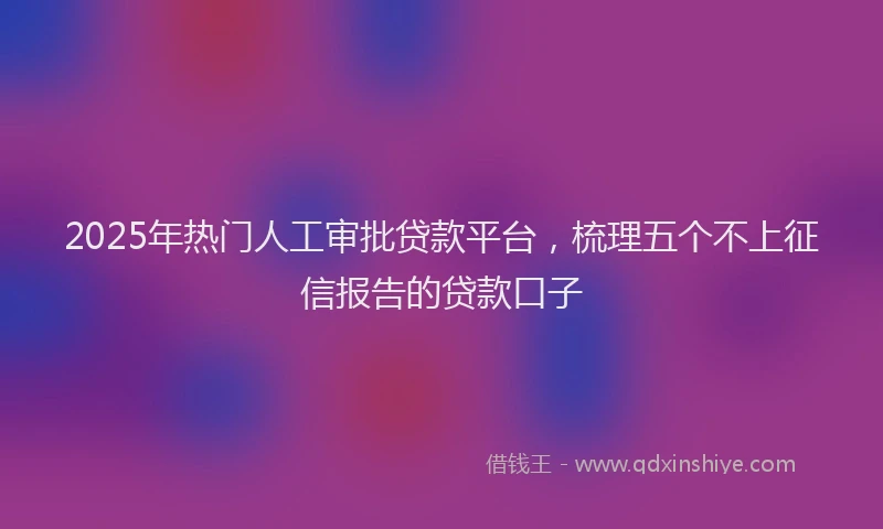 2025年热门人工审批贷款平台，梳理五个不上征信报告的贷款口子
