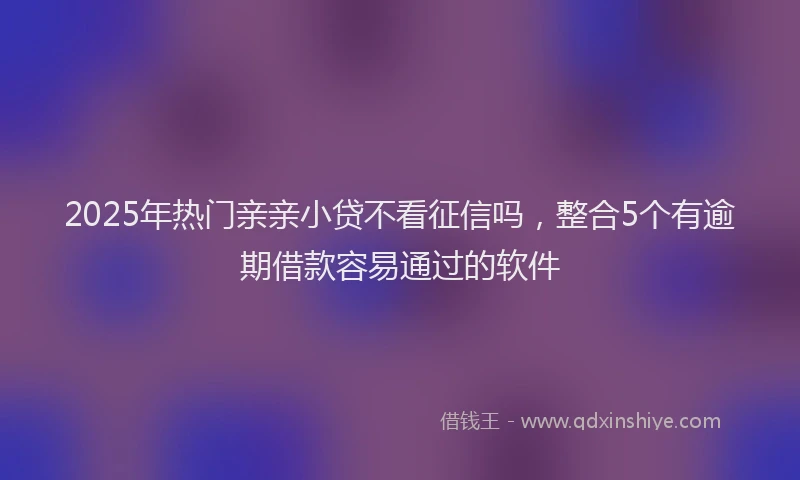 2025年热门亲亲小贷不看征信吗，整合5个有逾期借款容易通过的软件