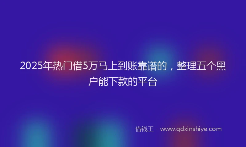 2025年热门借5万马上到账靠谱的，整理五个黑户能下款的平台
