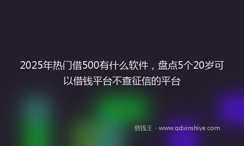 2025年热门借500有什么软件，盘点5个20岁可以借钱平台不查征信的平台