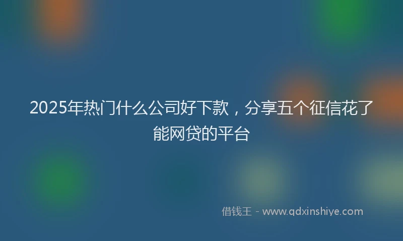 2025年热门什么公司好下款，分享五个征信花了能网贷的平台