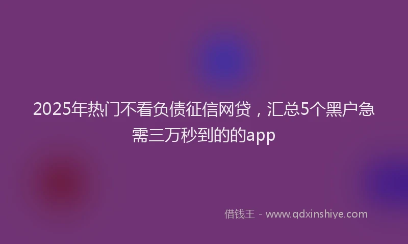 2025年热门不看负债征信网贷，汇总5个黑户急需三万秒到的的app