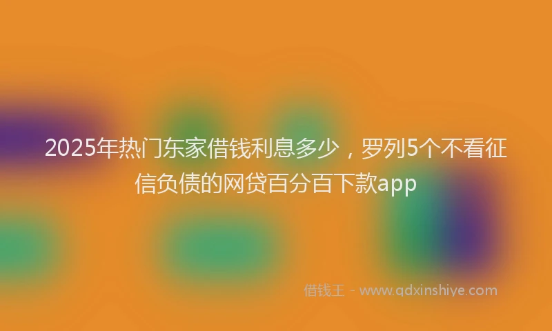 2025年热门东家借钱利息多少，罗列5个不看征信负债的网贷百分百下款app
