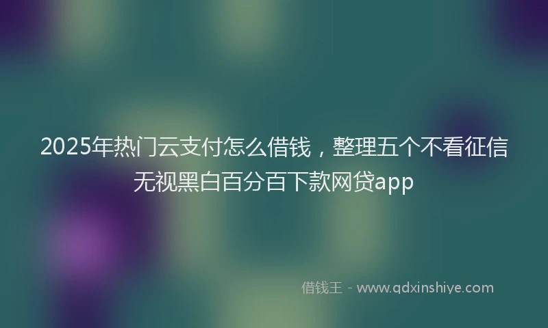 2025年热门云支付怎么借钱，整理五个不看征信无视黑白百分百下款网贷app