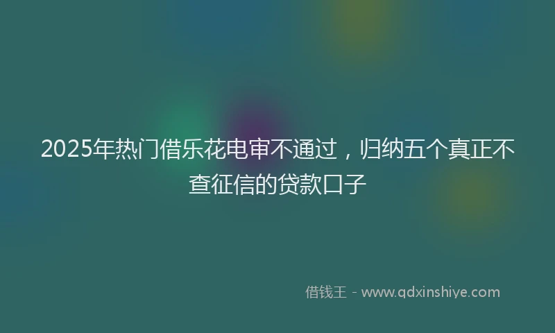 2025年热门借乐花电审不通过，归纳五个真正不查征信的贷款口子