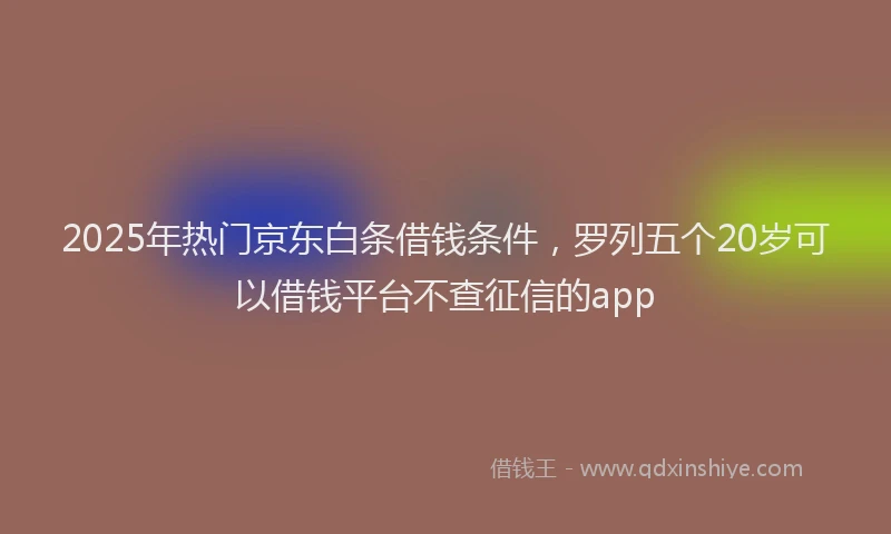 2025年热门京东白条借钱条件，罗列五个20岁可以借钱平台不查征信的app