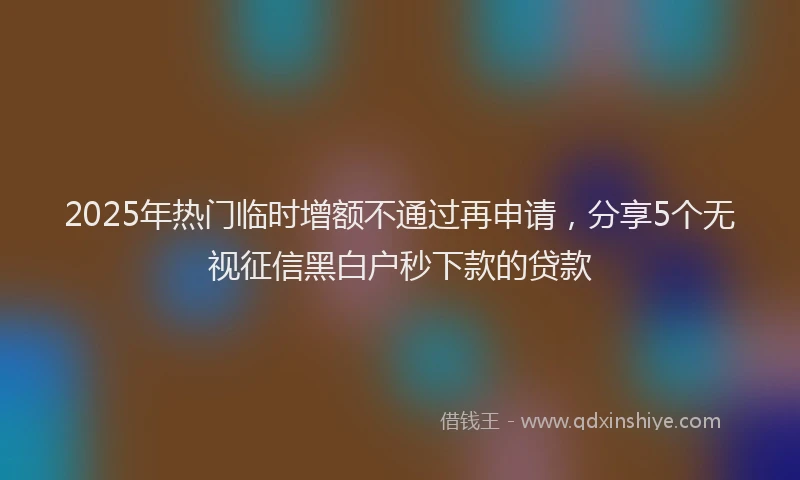 2025年热门临时增额不通过再申请，分享5个无视征信黑白户秒下款的贷款