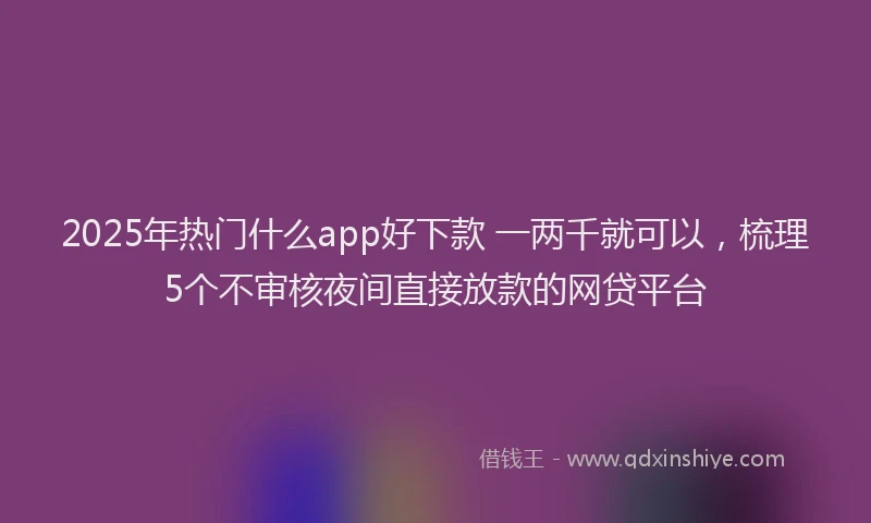 2025年热门什么app好下款 一两千就可以，梳理5个不审核夜间直接放款的网贷平台