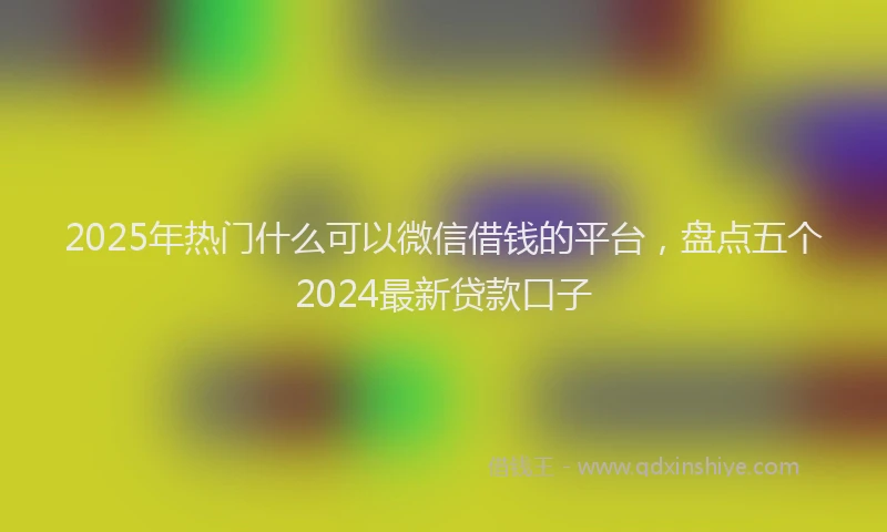 2025年热门什么可以微信借钱的平台，盘点五个2024最新贷款口子
