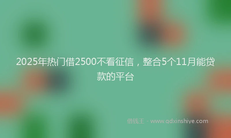 2025年热门借2500不看征信，整合5个11月能贷款的平台