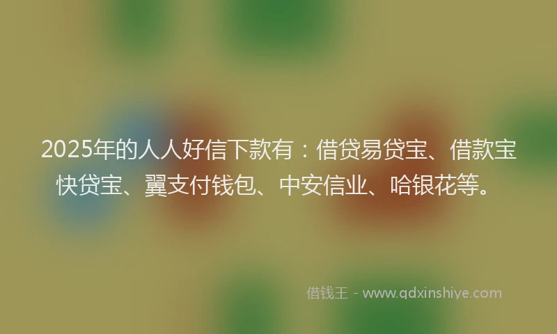 2025年的人人好信下款有：借贷易贷宝、借款宝快贷宝、翼支付钱包、中安信业、哈银花等。