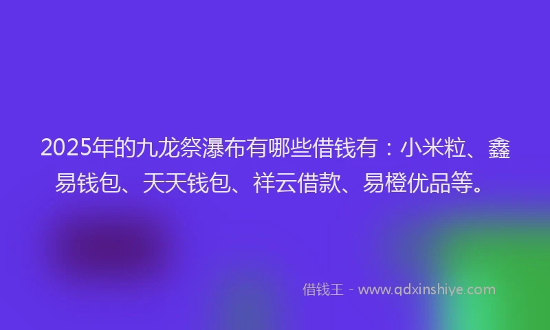 2025年的九龙祭瀑布有哪些借钱有：小米粒、鑫易钱包、天天钱包、祥云借款、易橙优品等。