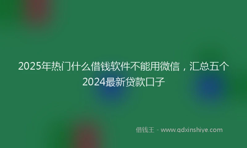 2025年热门什么借钱软件不能用微信，汇总五个2024最新贷款口子