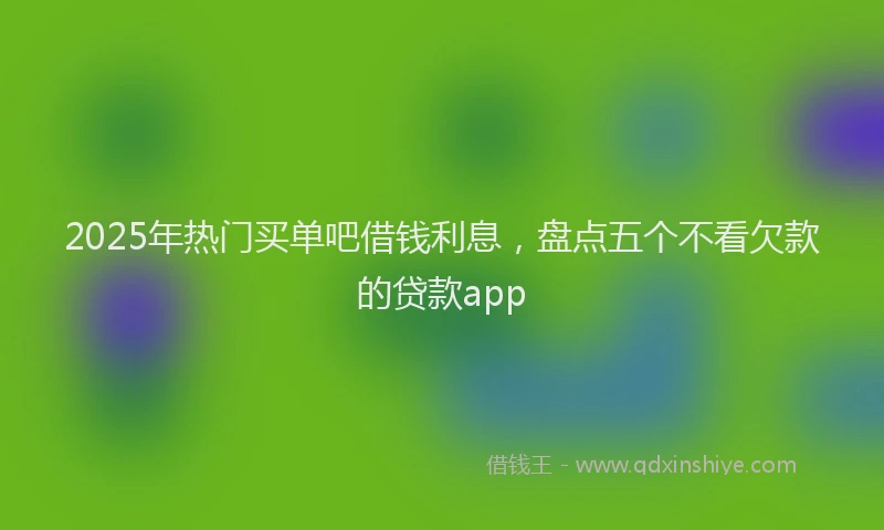 2025年热门买单吧借钱利息，盘点五个不看欠款的贷款app